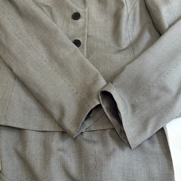 Vintage Ann Taylor Silk Houndstooth Pantsuit Set Petite 8P 10P Lined - Picture 16 of 17